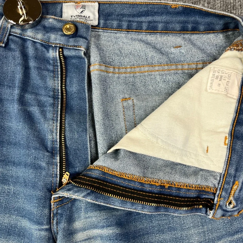 Vintage Tyndale Flame Resistant Jeans Men's Blue Denim Straight USA Made - 35X31